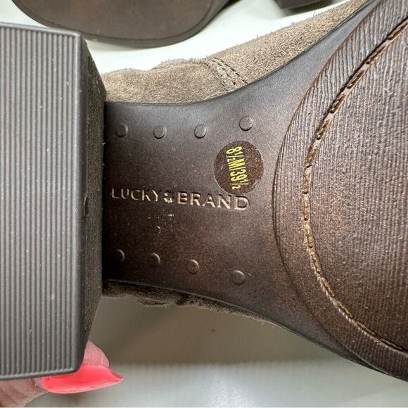 NWOB | Lucky Brand | Basel Suede Flat Bootie | Light Brown | Size 8.5 - Picture 14 of 16